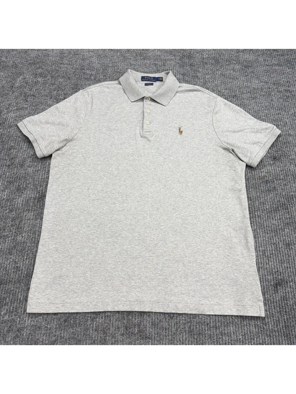 Polo Ralph Lauren Polo Mens Large Classic Fit Gray Flesh Pony Short Sleeve